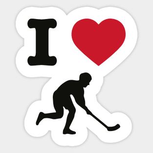 I Love Hockey Funny Sticker